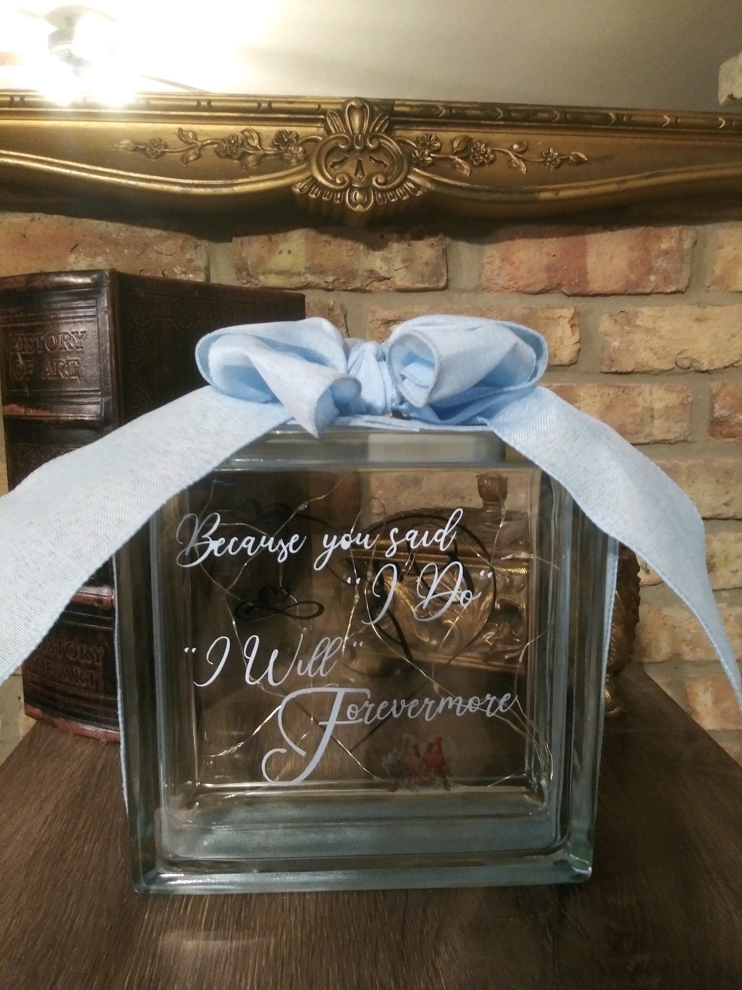 DIY Decorative Baby Blue Black and Silver Add-ons Glass Block Fairy Lights
