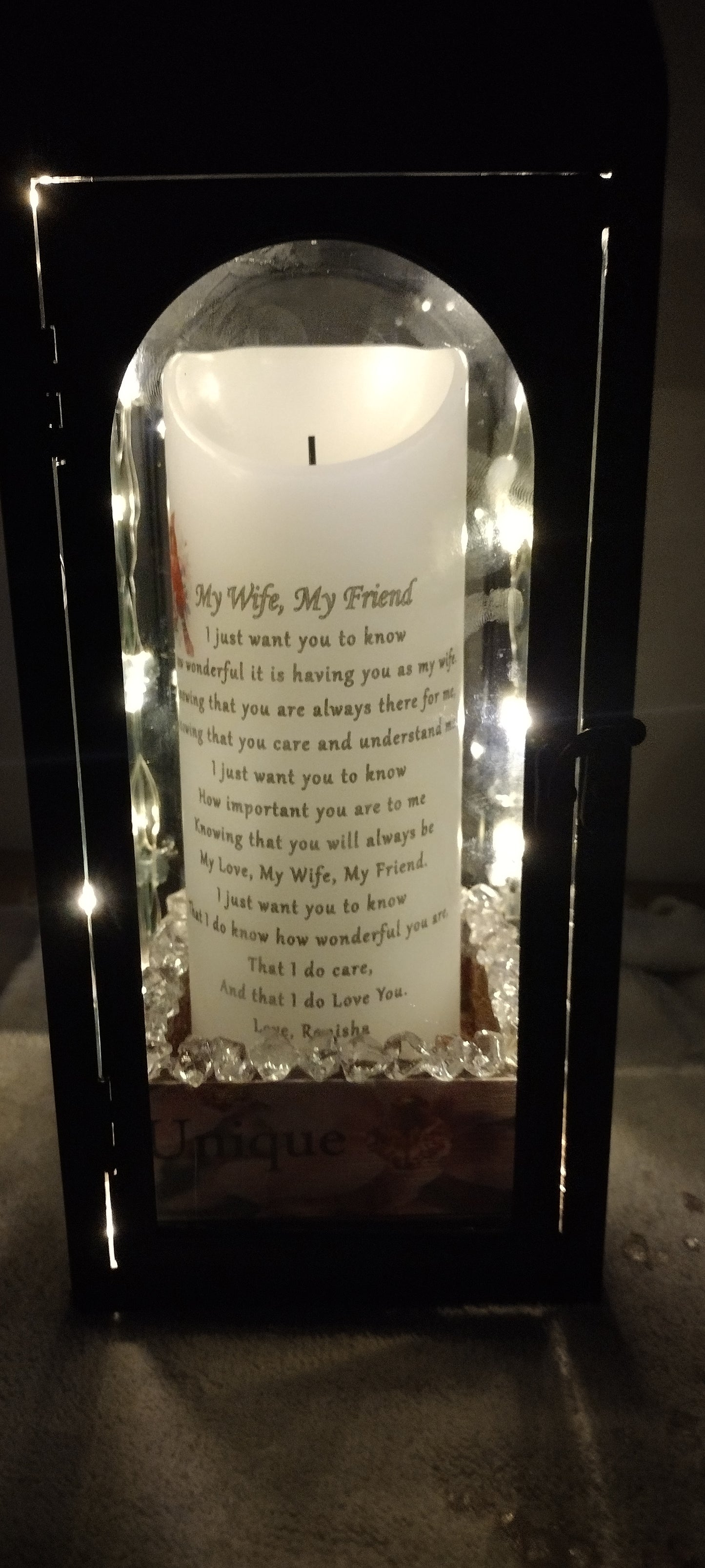16" Decorative Black Metal Lantern LED Candle Fairy Lights, Personalized