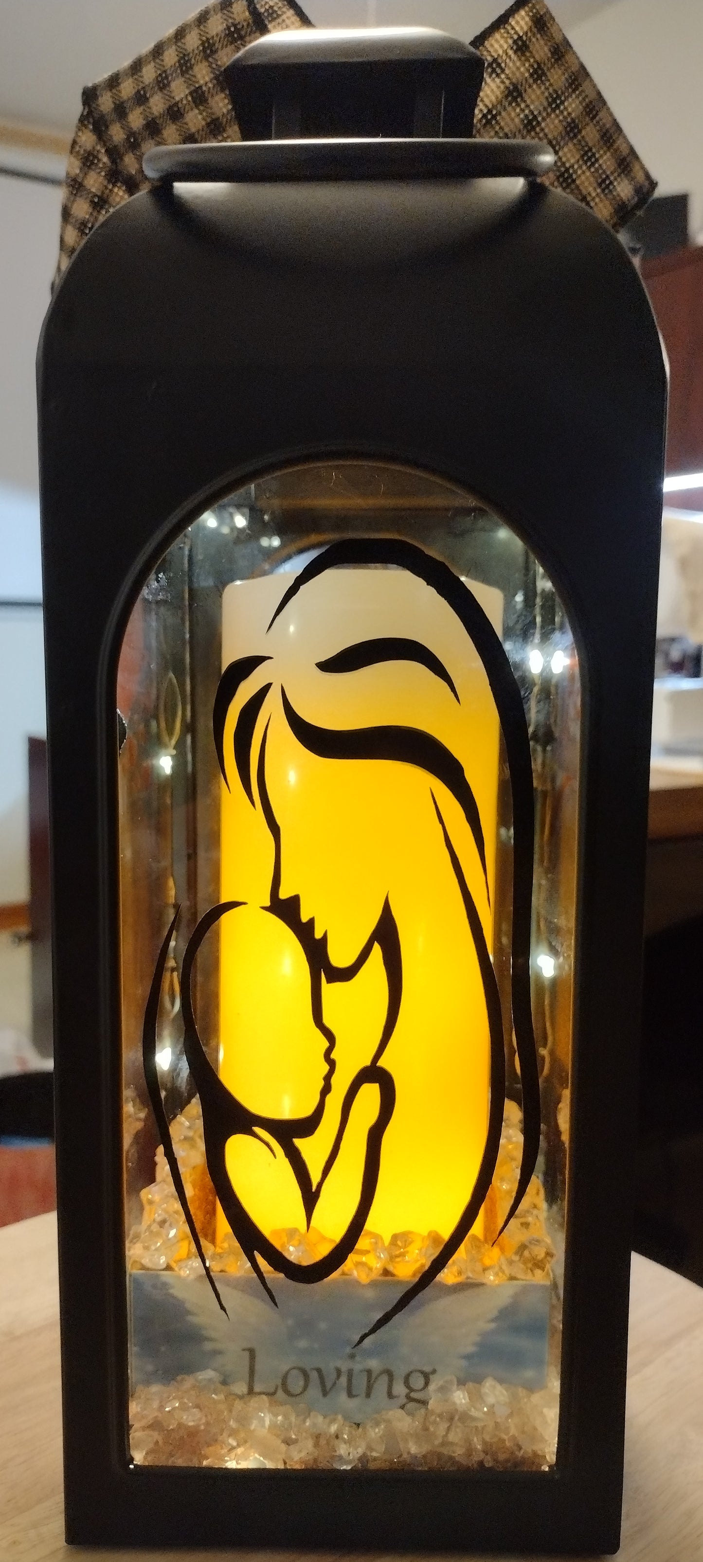 16" Decorative Black Metal Lantern LED Candle Fairy Lights, Personalized