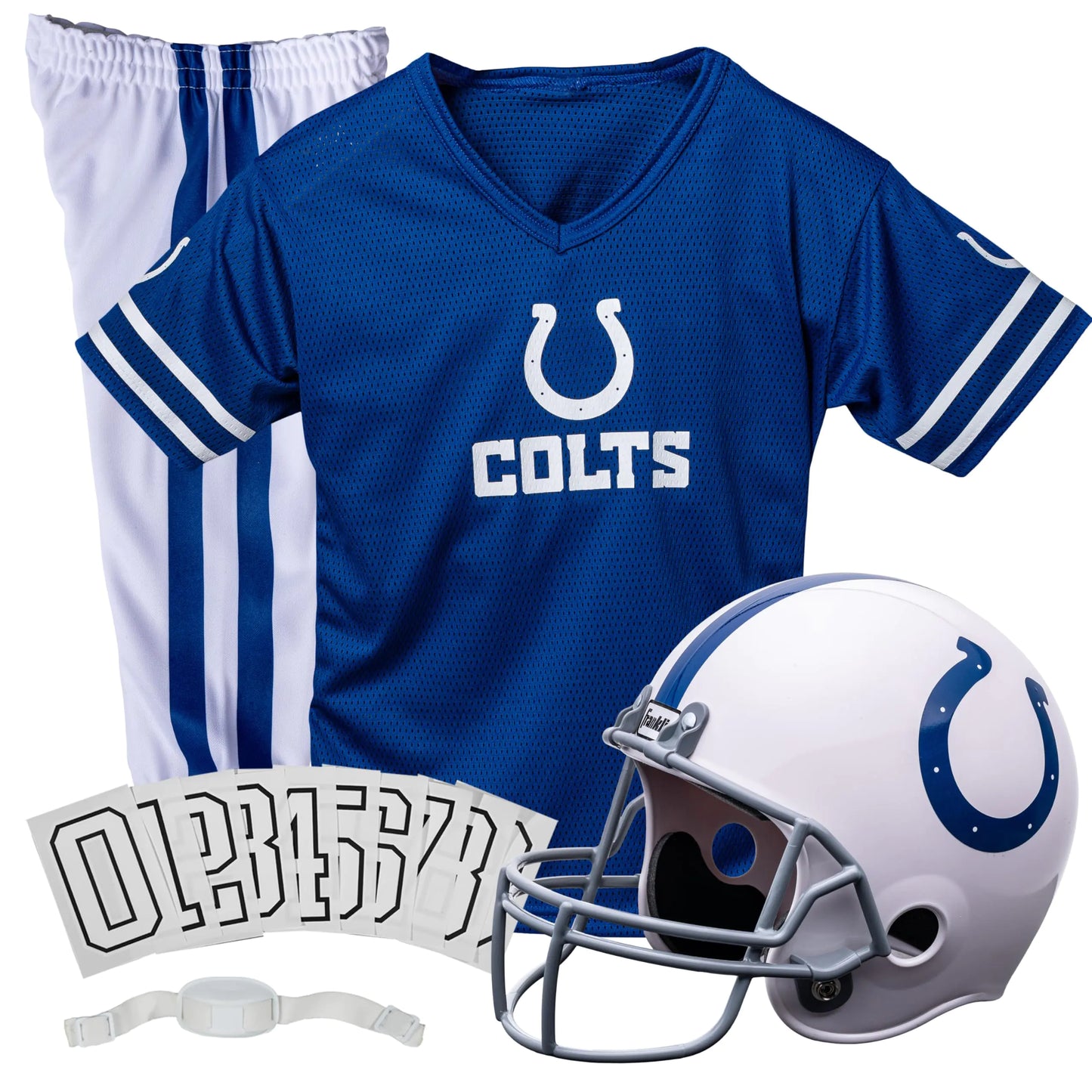 Franklin Sports NFL Youth Football Uniform Set for Boys & Girls - Includes Helmet, Jersey & Pants with Chinstrap + Numbers Indianapolis Colts Medium