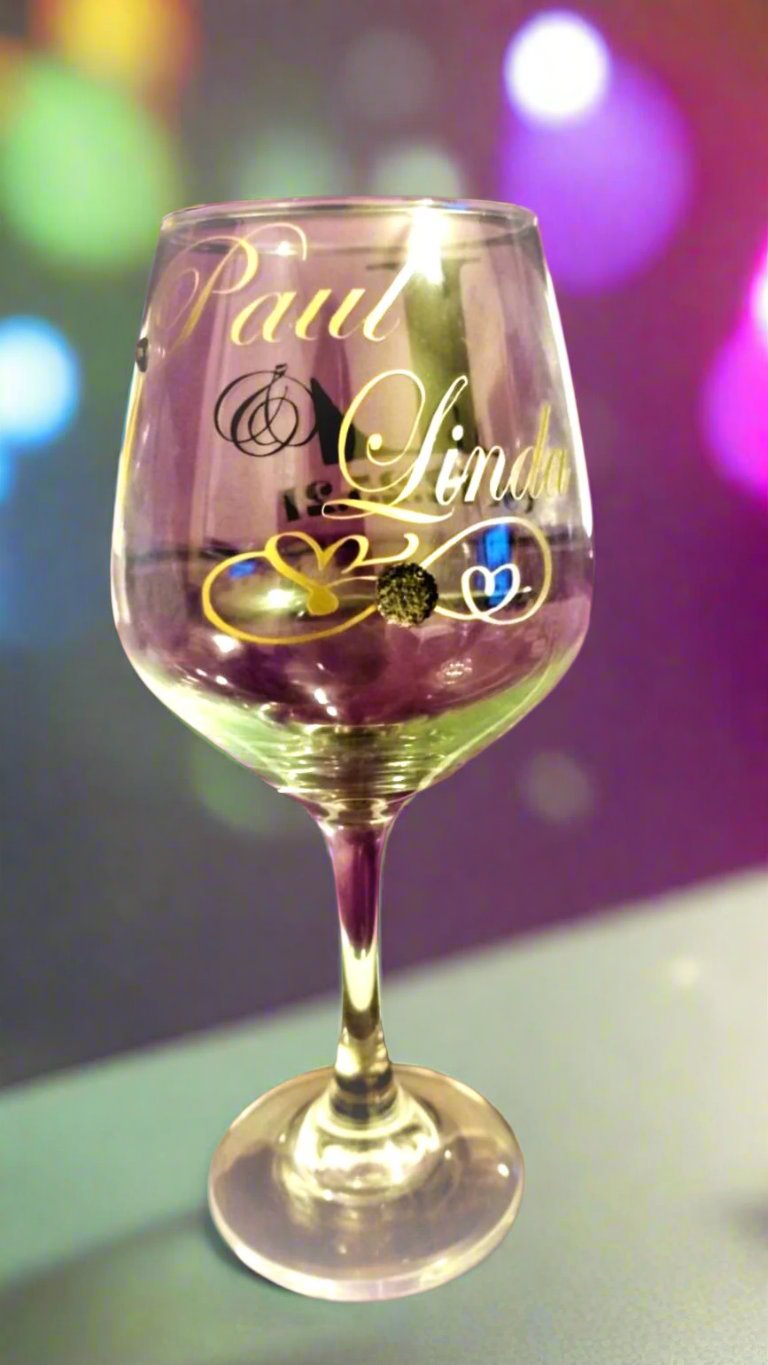 Embellished Brunello Wedding Anniversary Champagne Wine Glasses