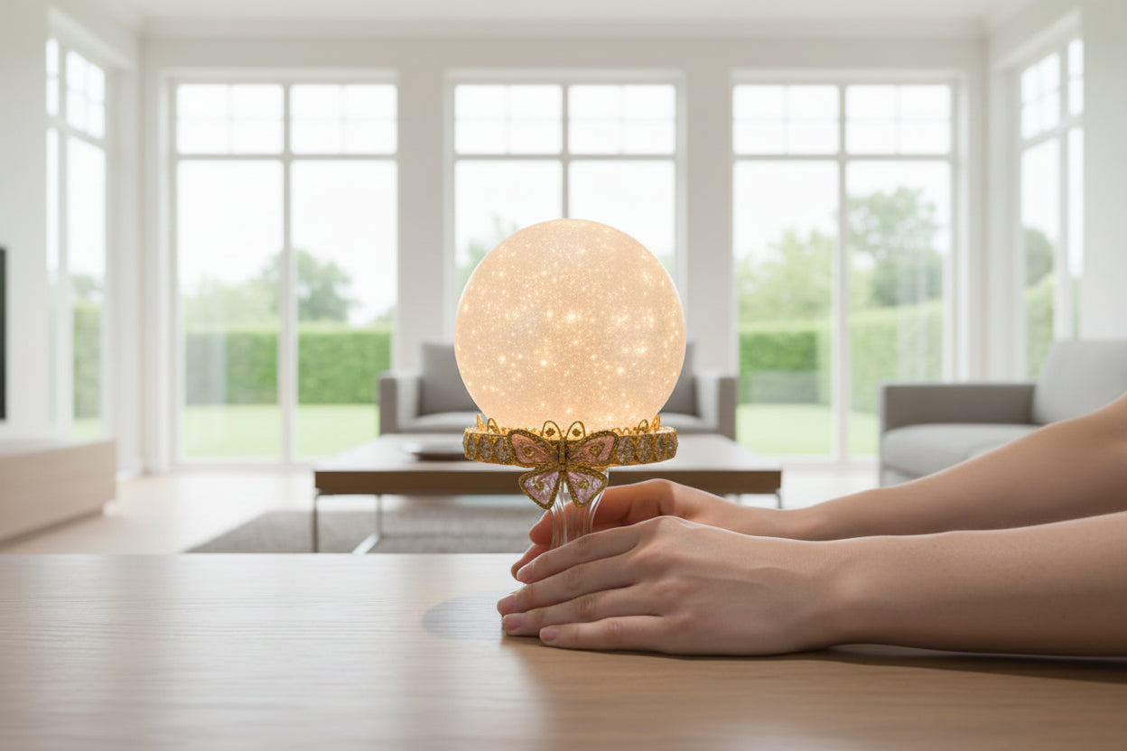 Beautifully Krafted Embellished White Gold Mother's Day Birthday Valentine Day Globe