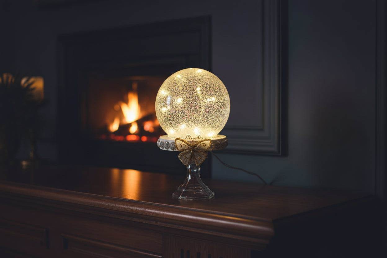 Beautifully Krafted Embellished White Gold Mother's Day Birthday Valentine Day Globe