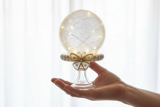 Beautifully Krafted Embellished White Gold Mother's Day Birthday Valentine Day Globe