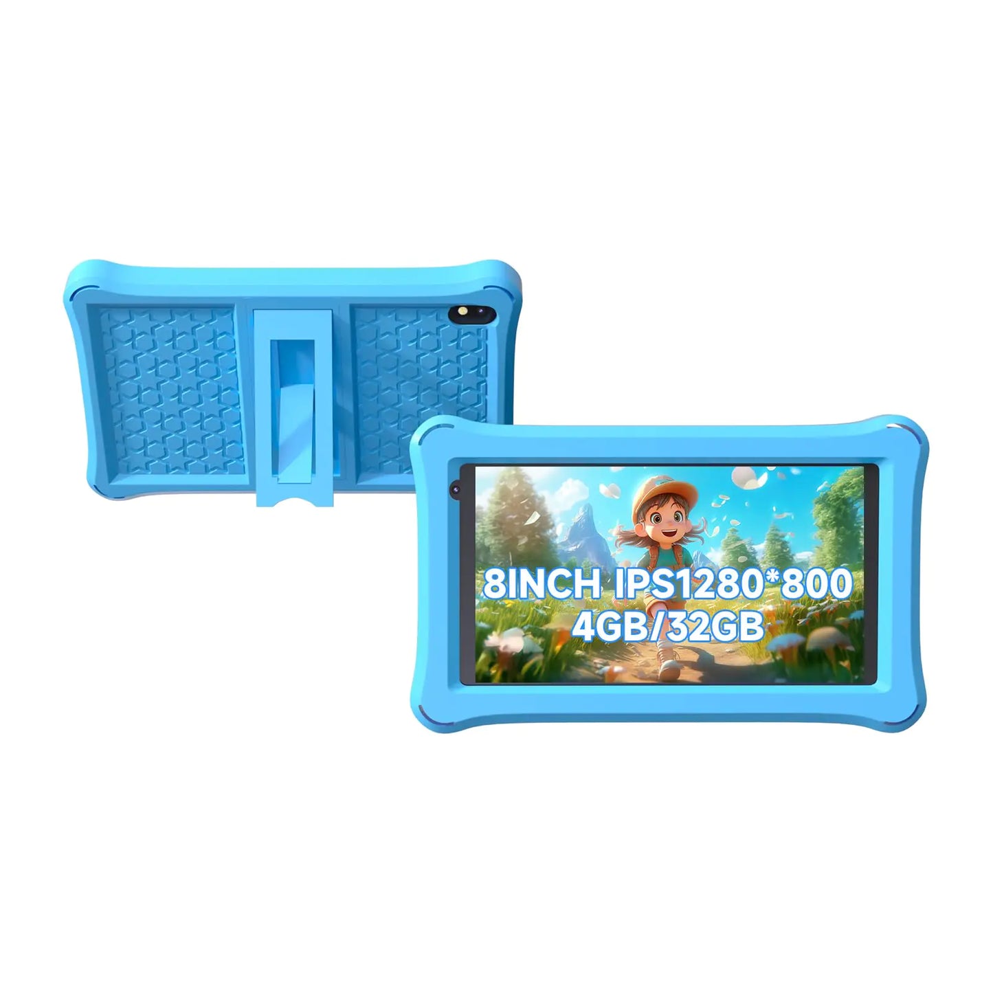 Kids Tablet 8 inch Toddler Tablet Android Kids Tablet 4GB RAM 32GB ROM 8 inch IPS Touchscreen 1280x800 Iwawa and Parental Controls  WiFi Dual Camera Bluetooth Shockproof Case