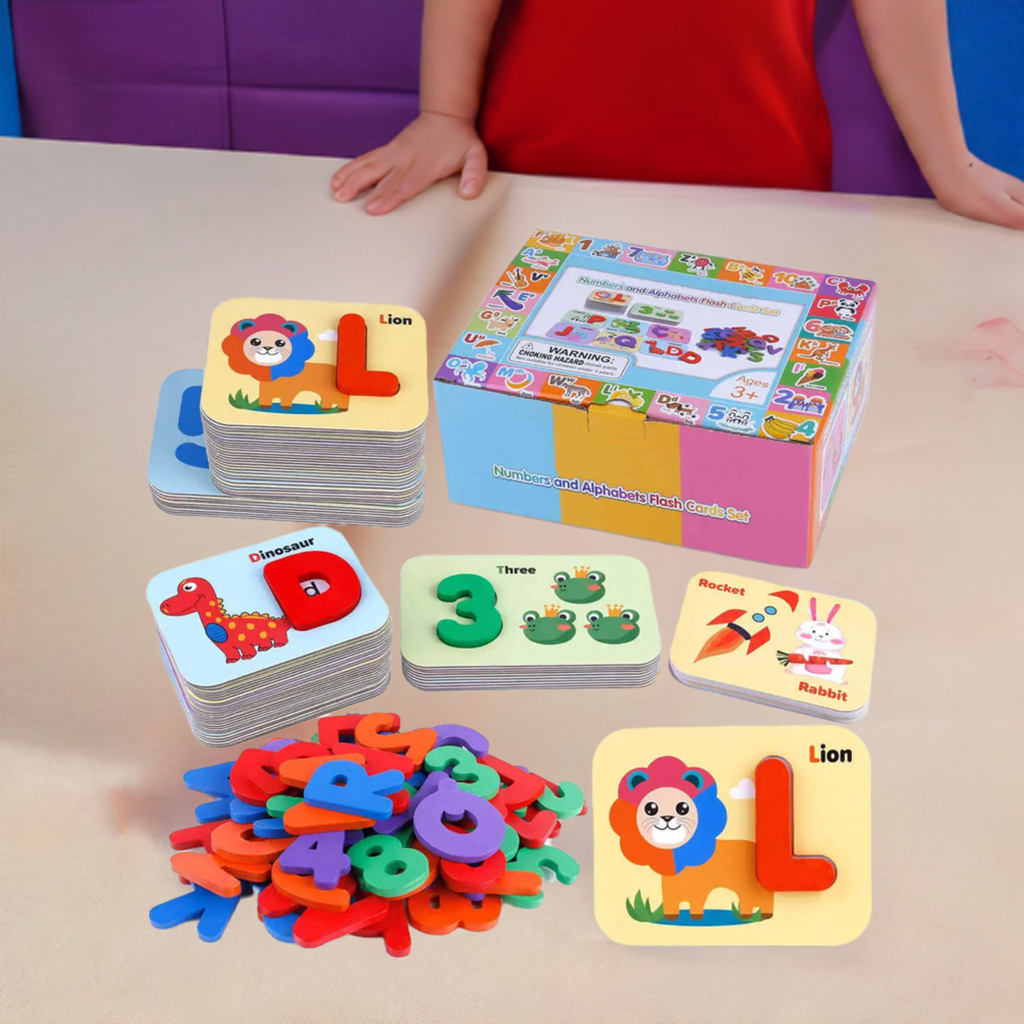 Alphabets And Numbers Wooden Flash Cards