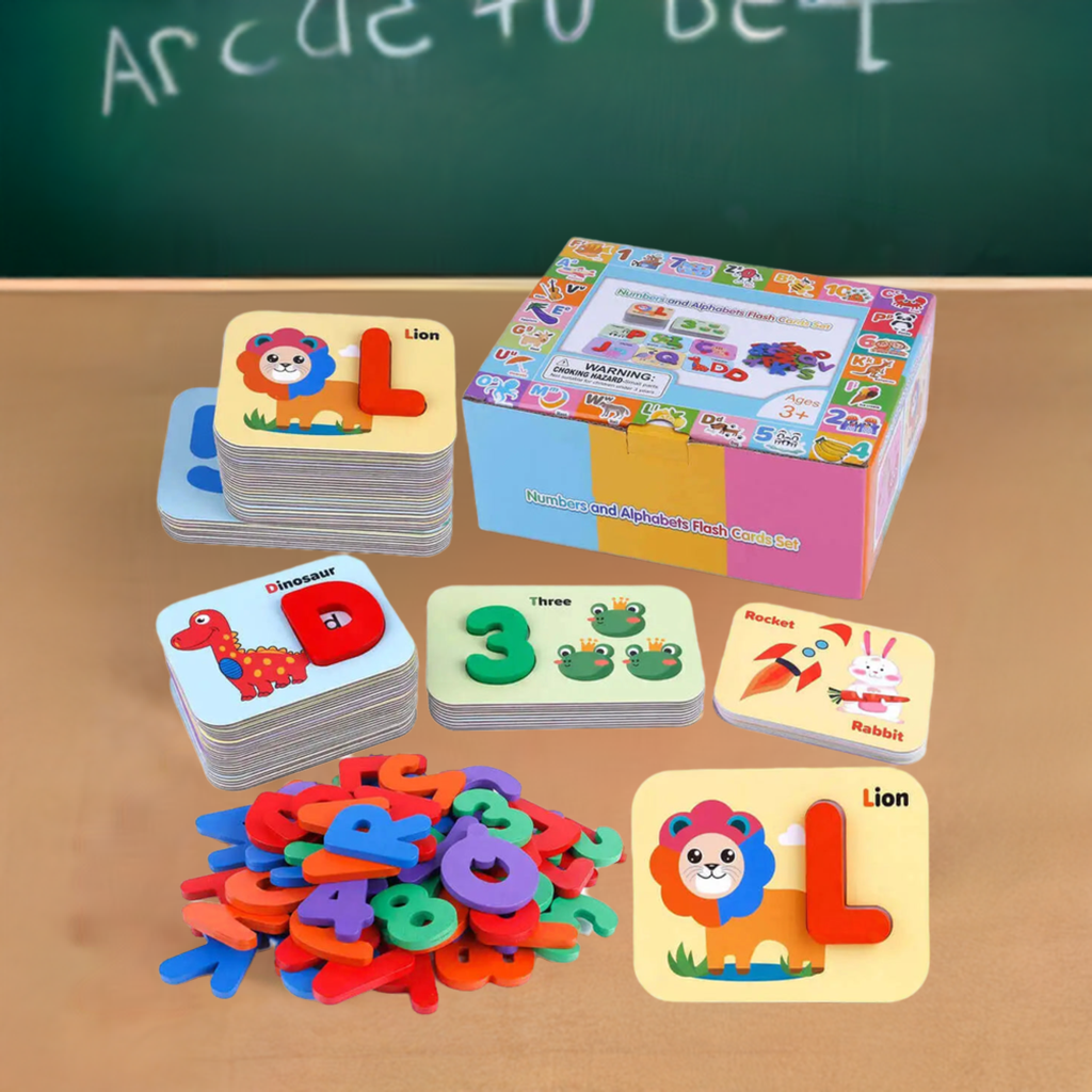 Alphabets And Numbers Wooden Flash Cards